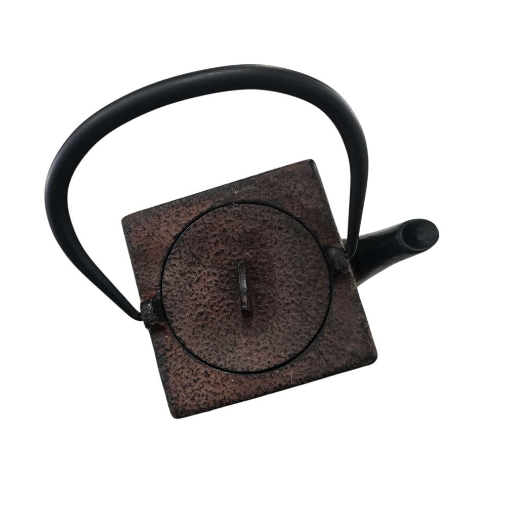 Rare Iwachu Japanese Square Tetsubin Cast Iron Teapot Enamel Lined Infuser - Picture 7 of 13